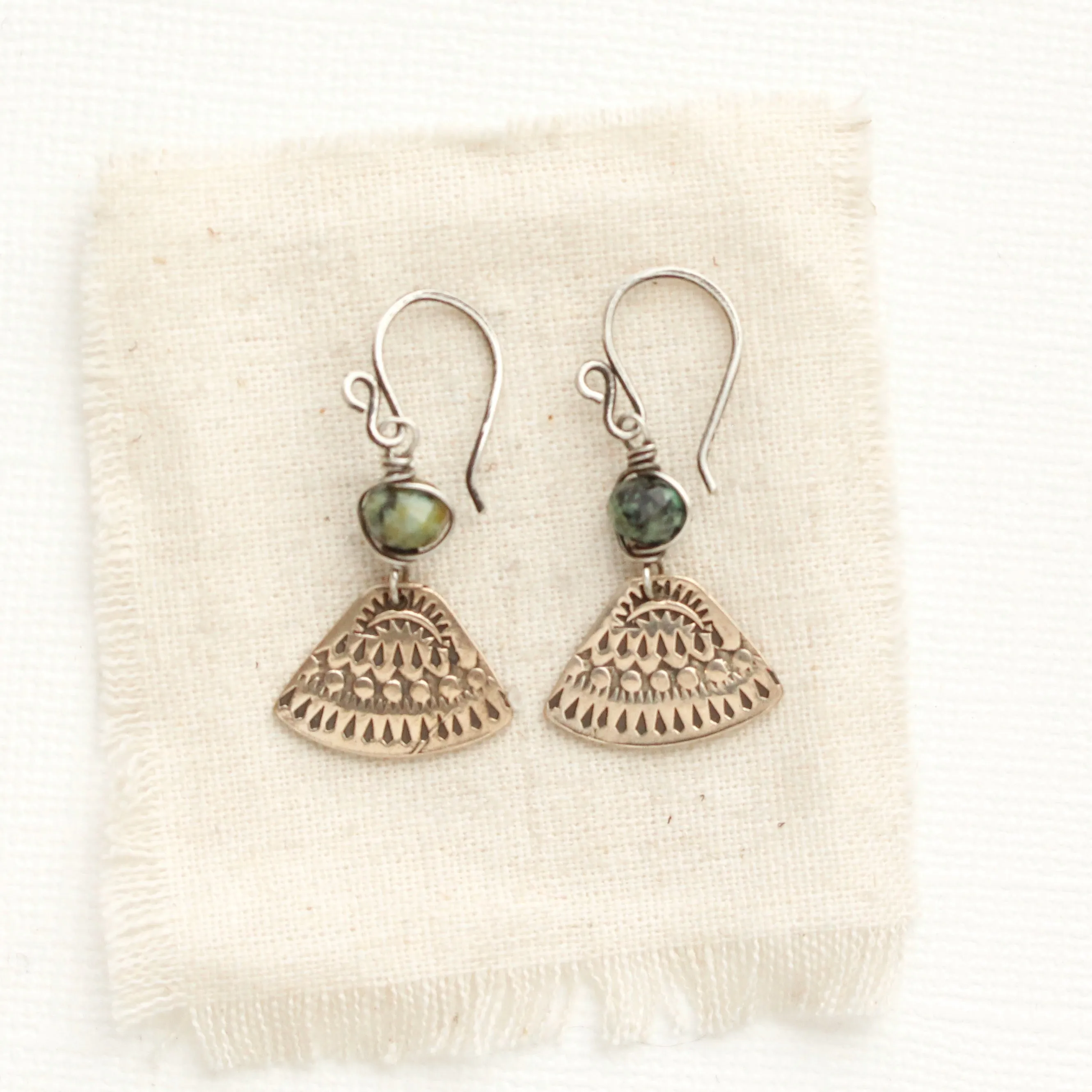 Bronze Asmi Triangle African Jasper Earrings