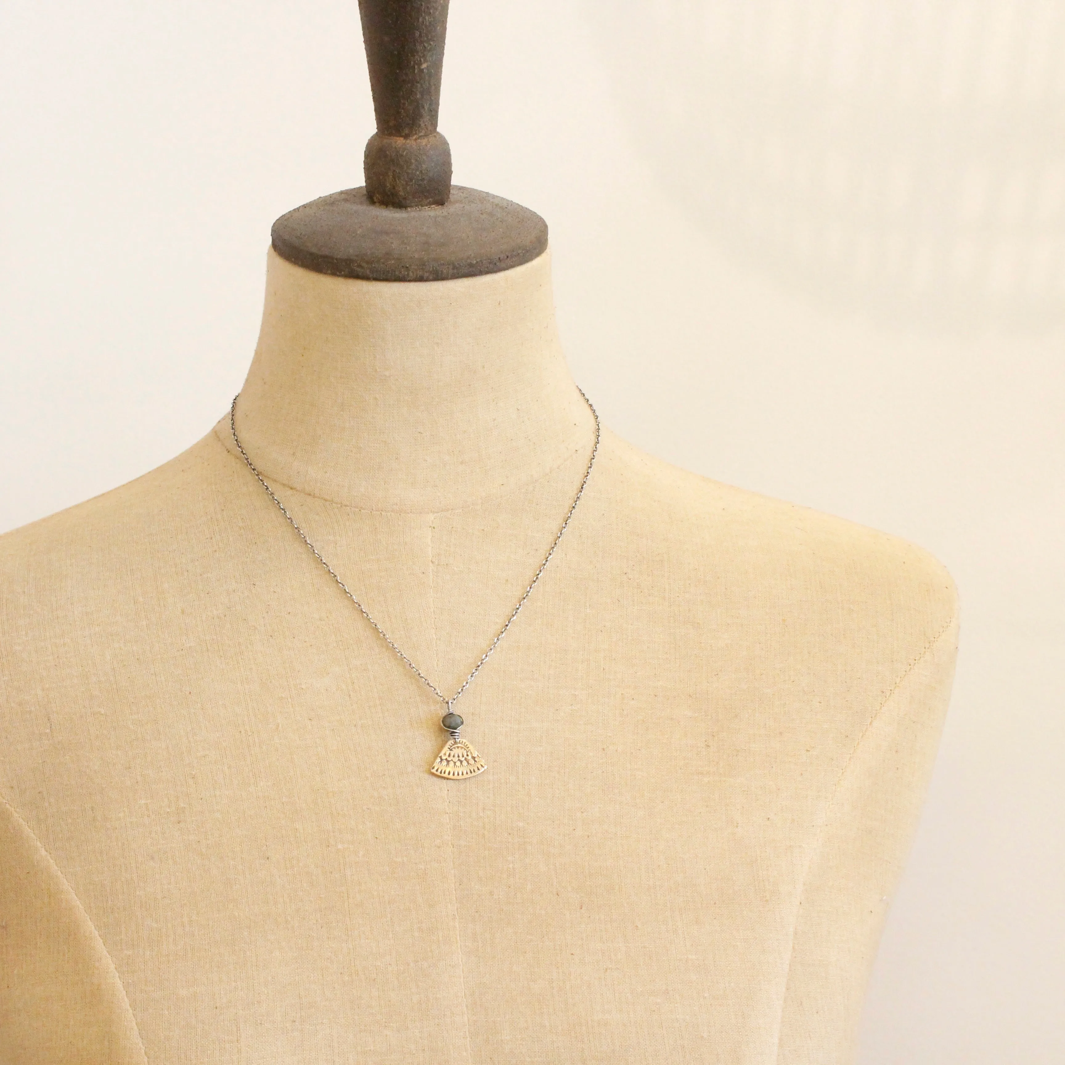 Bronze Asmi Triangle African Jasper Necklace