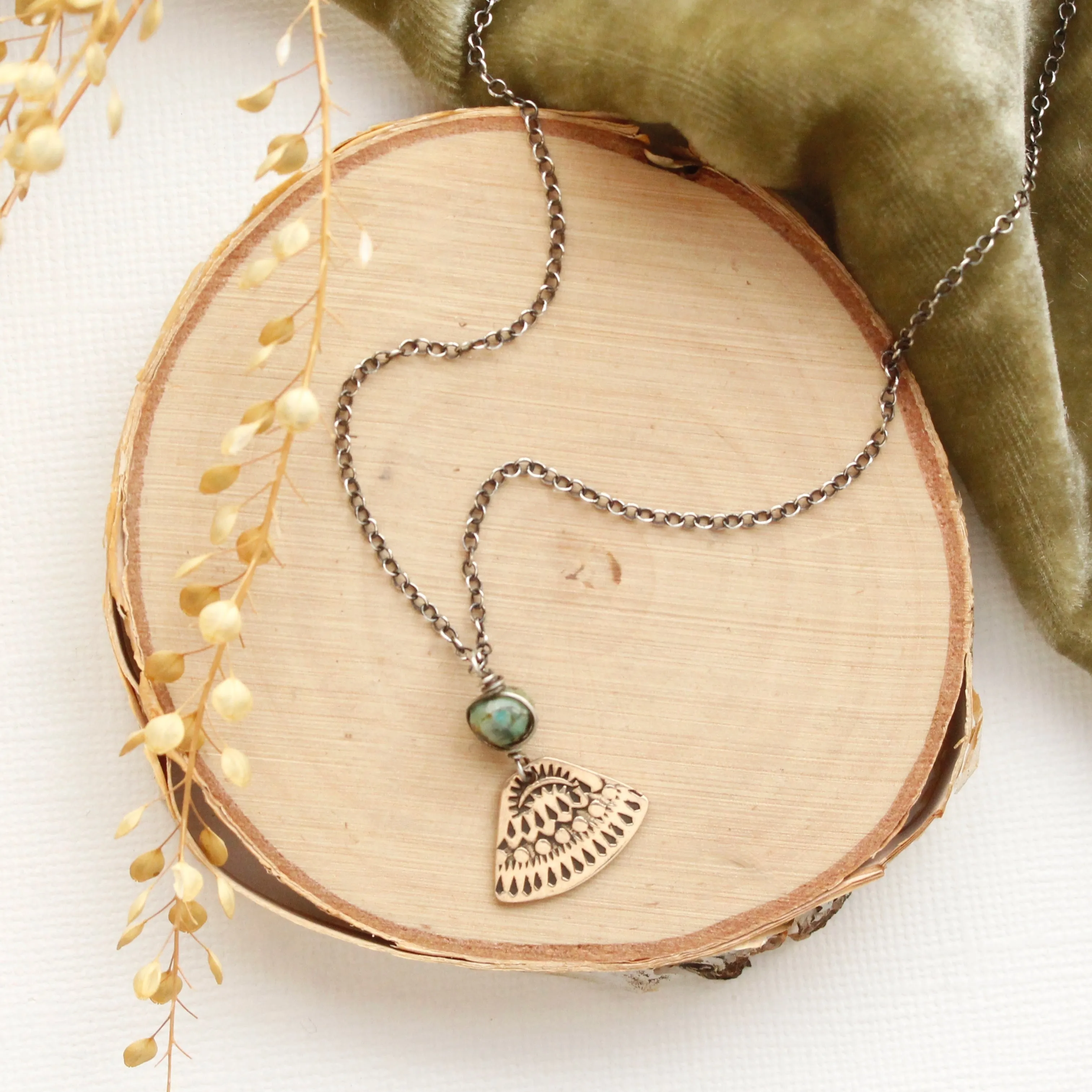 Bronze Asmi Triangle African Jasper Necklace