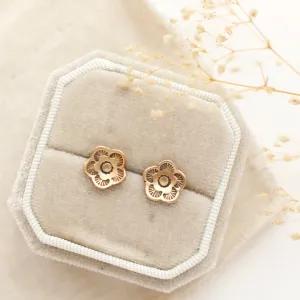Bronze Mini Cactus Flower Post Earrings