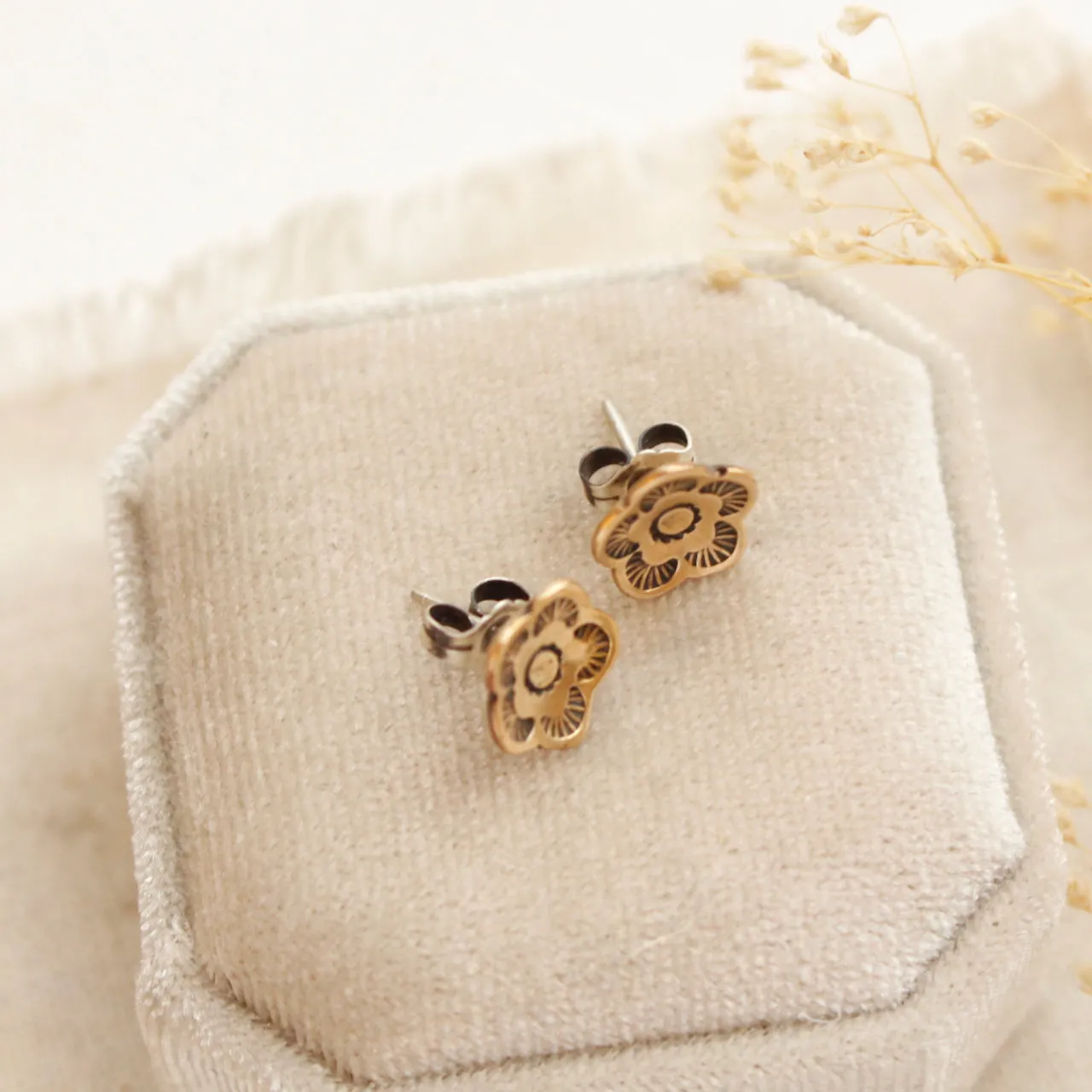 Bronze Mini Cactus Flower Post Earrings
