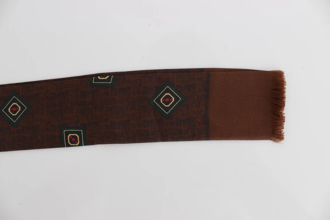 Brown Baroque Fantasy Silk Scarf