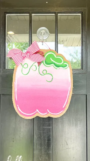 Burlap Pumpkin Door Hanger - All Pink Pumpkin