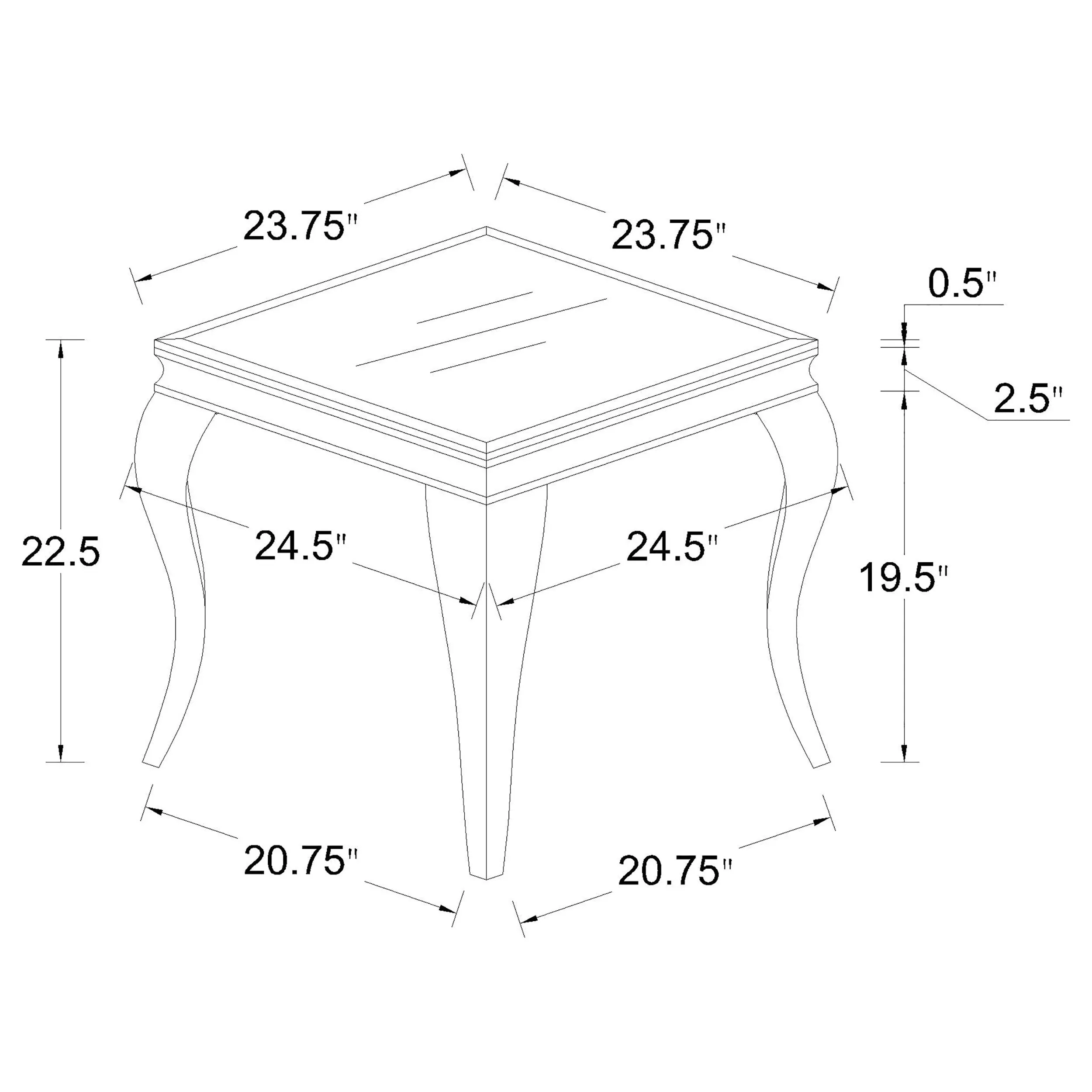 Carone Square Glass Top End Side Table White and Chrome