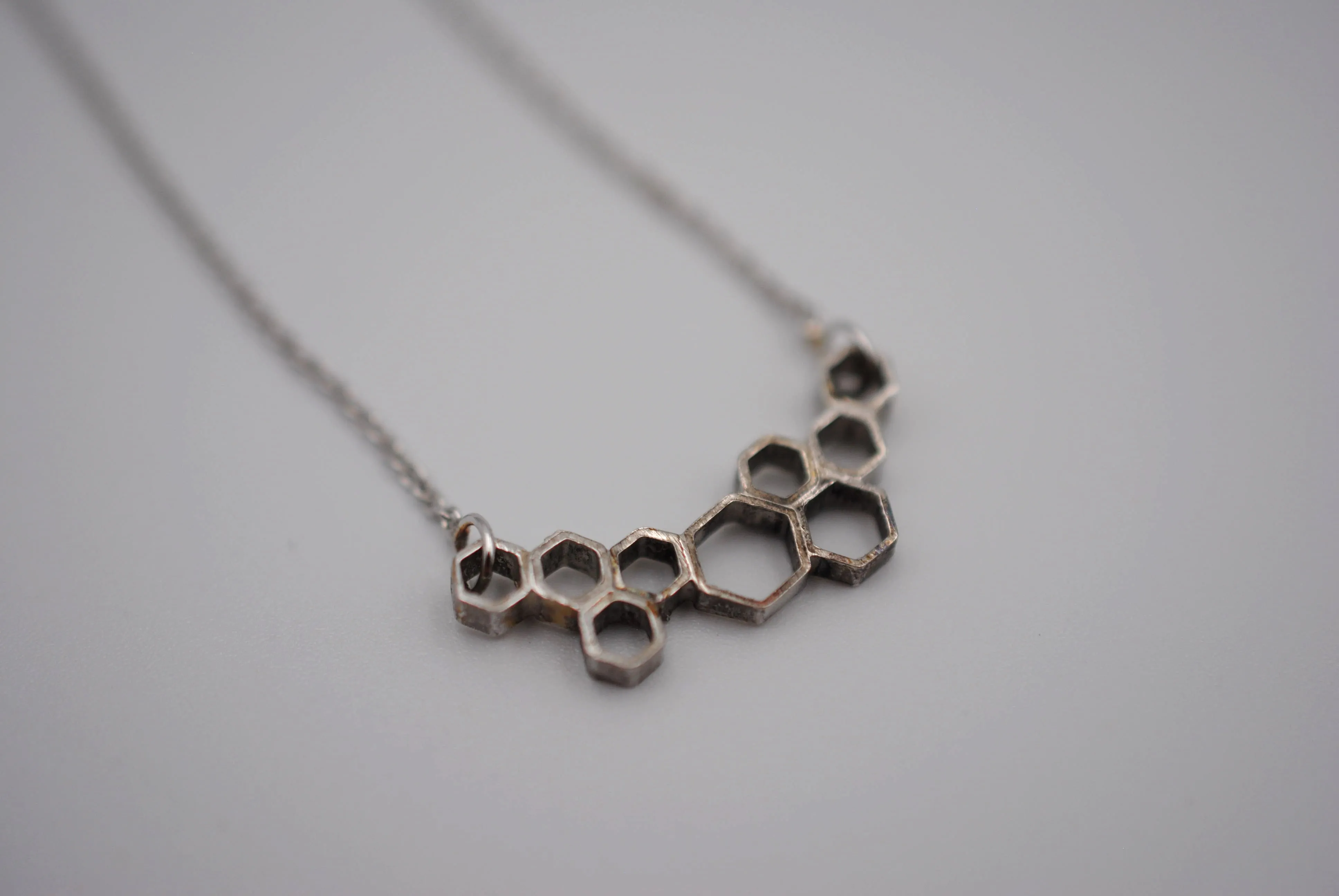 Cascading Honeycomb Bar Necklace