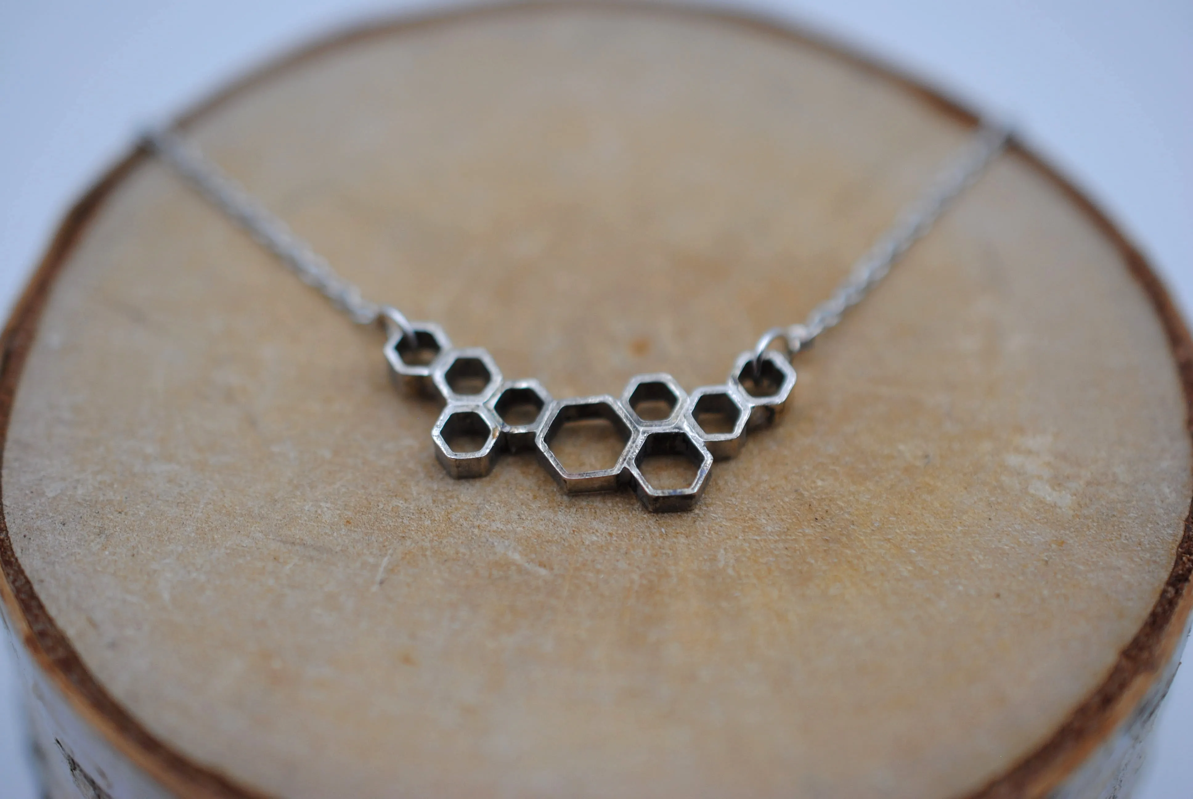 Cascading Honeycomb Bar Necklace