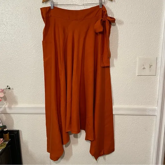 CHHOTA  Boho Maxi Skirt Elegant Orange Women's Skirt Size L