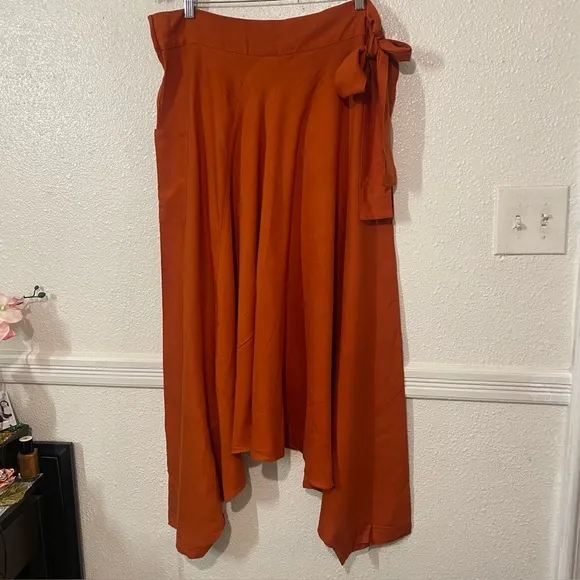 CHHOTA  Boho Maxi Skirt Elegant Orange Women's Skirt Size L