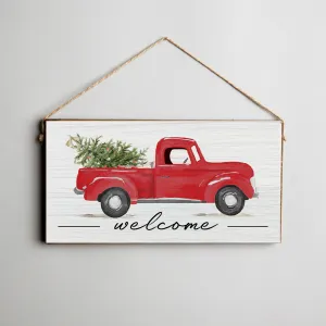 Christmas Tree Truck Twine Hanging Sign