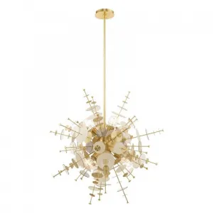 CIRCULO 6 LIGHT PENDANT CHANDELIER, SATIN BRASS
