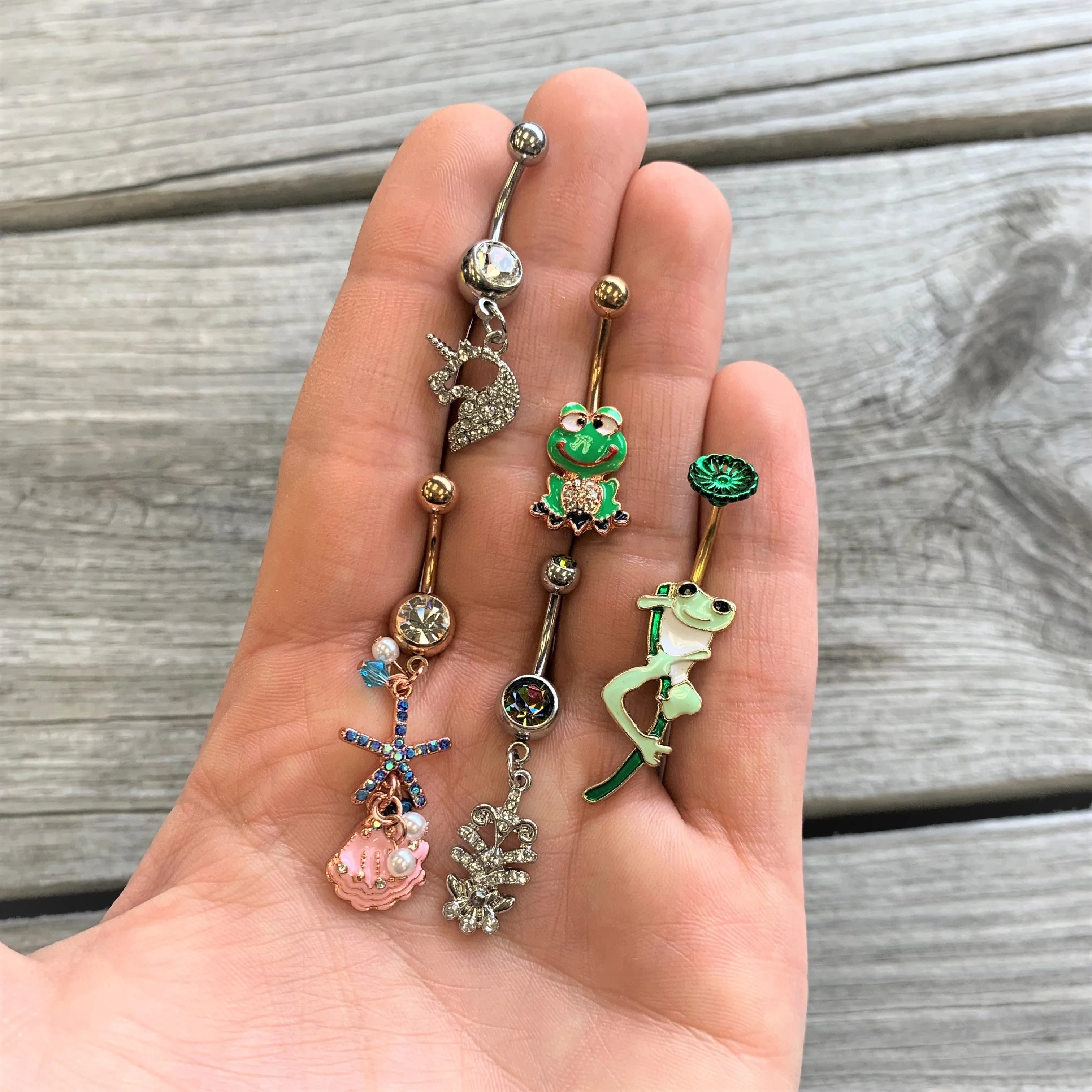 Clear Gem Silhouette Unicorn Dangle Belly Ring