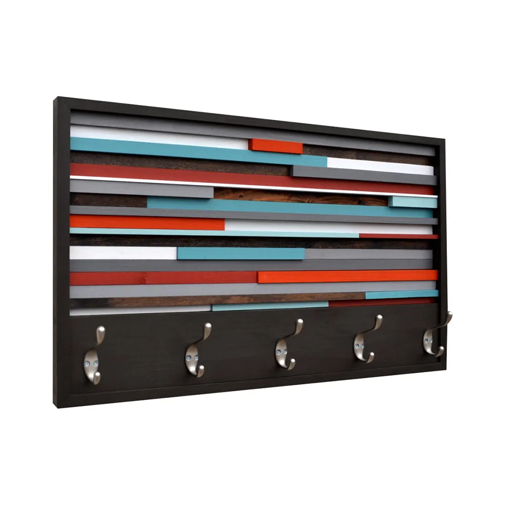 Coat Rack - Organizer - Wood Wall Art - Reclaimed Wood Art - 3D Artwork - Coat Rack Abstract Painting on Wood
