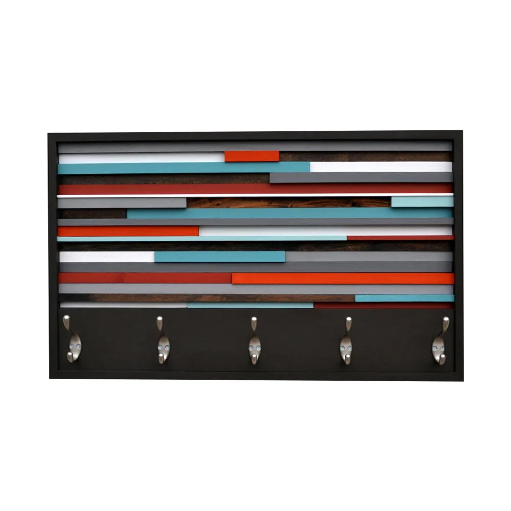 Coat Rack - Organizer - Wood Wall Art - Reclaimed Wood Art - 3D Artwork - Coat Rack Abstract Painting on Wood