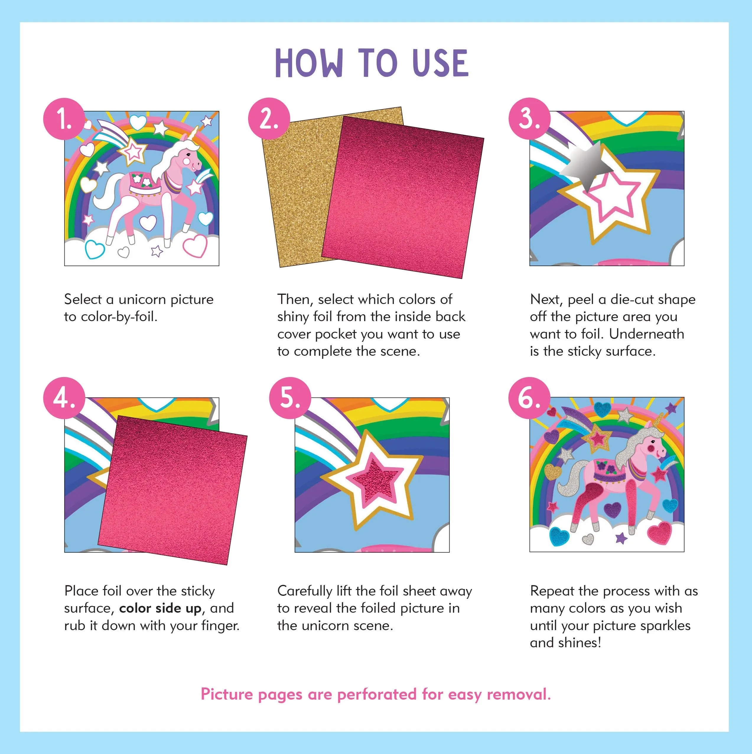 Color-By-Foil Book: Unicorns (10 scenes)