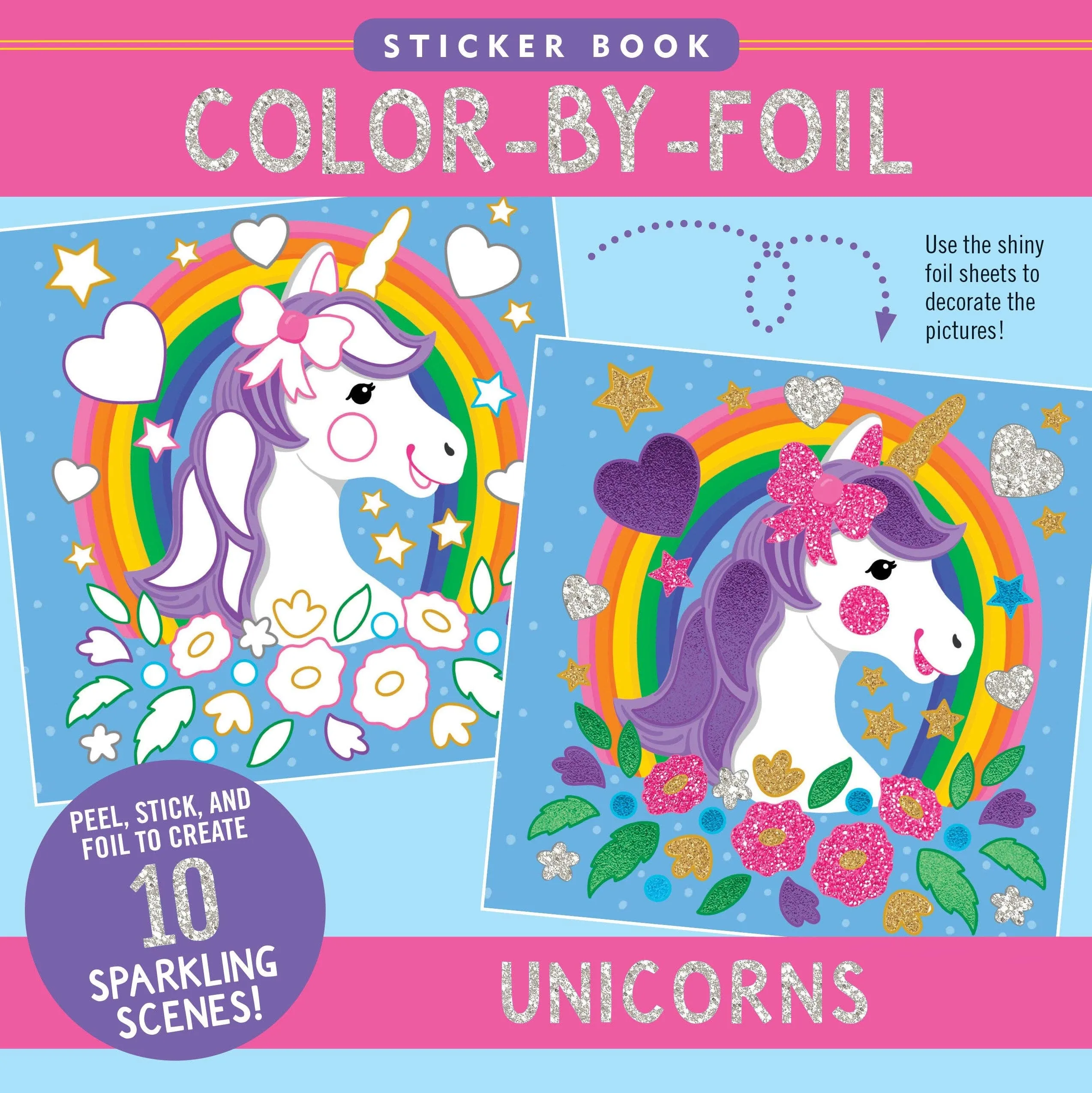 Color-By-Foil Book: Unicorns (10 scenes)