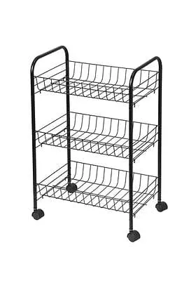 Continental Homeware 3-Tier Fruit & Veggie Storage Cart Black CH1054