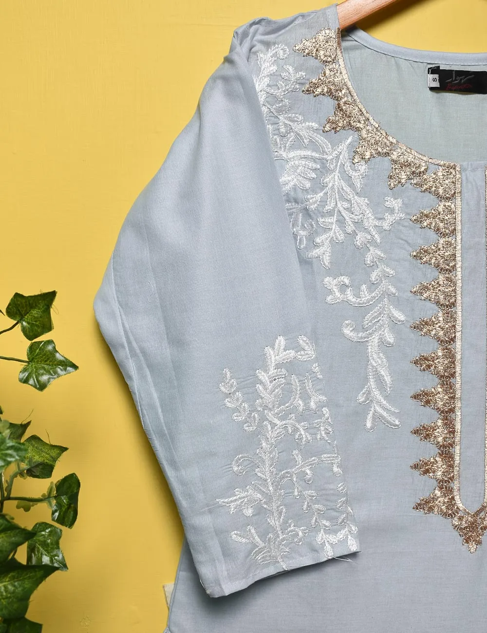 Cotton Embroidered Stitched Kurti - Elegancia (TS-010A-LightBlue)