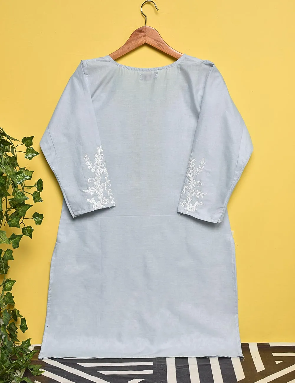 Cotton Embroidered Stitched Kurti - Elegancia (TS-010A-LightBlue)