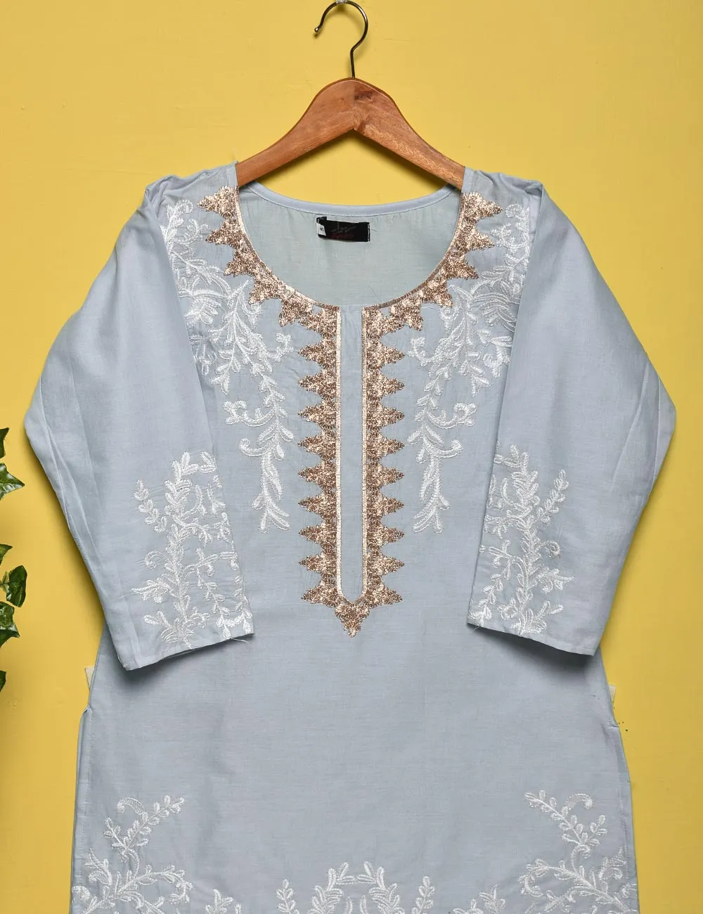 Cotton Embroidered Stitched Kurti - Elegancia (TS-010A-LightBlue)