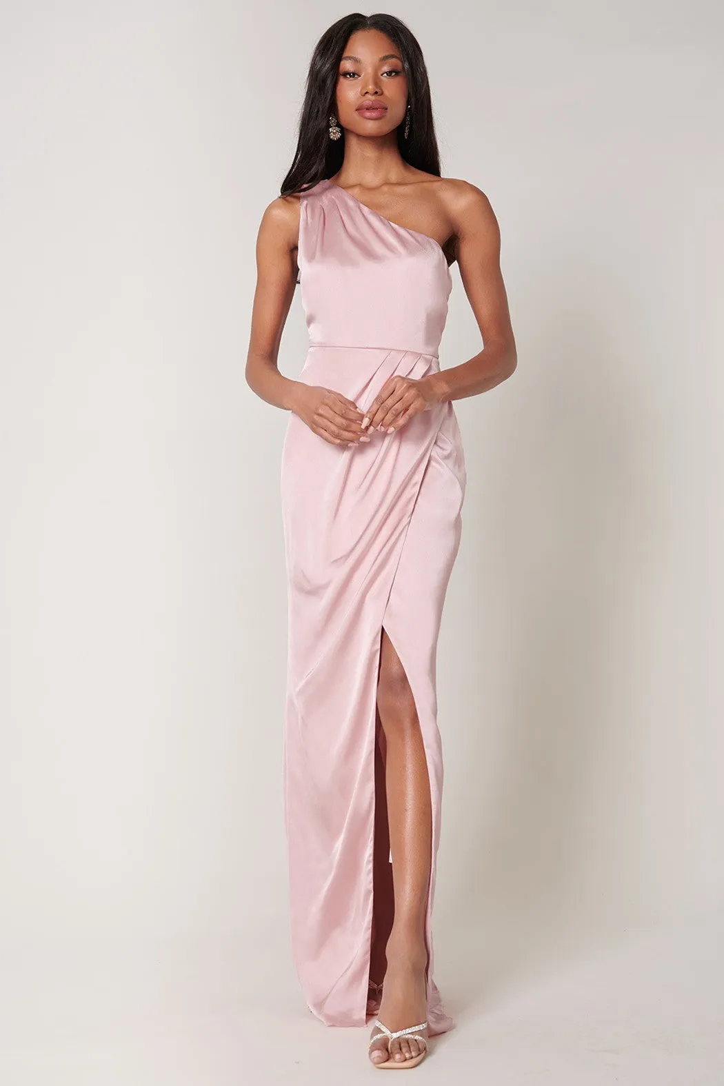 Cowl Neck Satin Dress