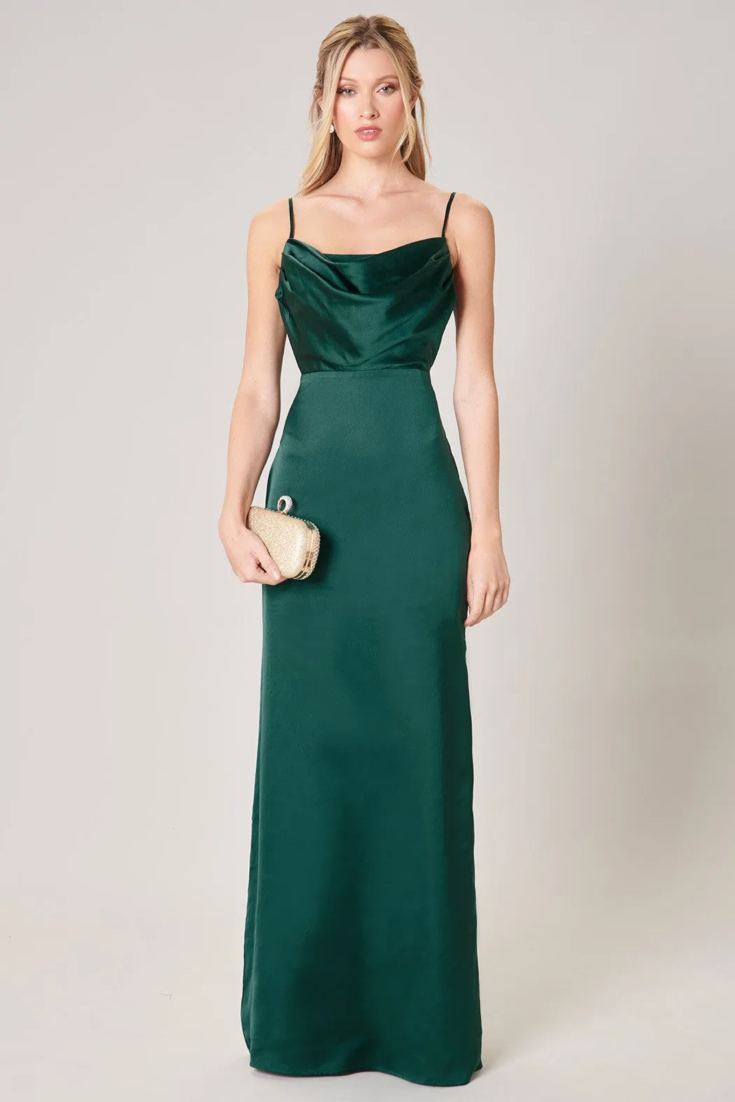 Cowl Neck Satin Dress
