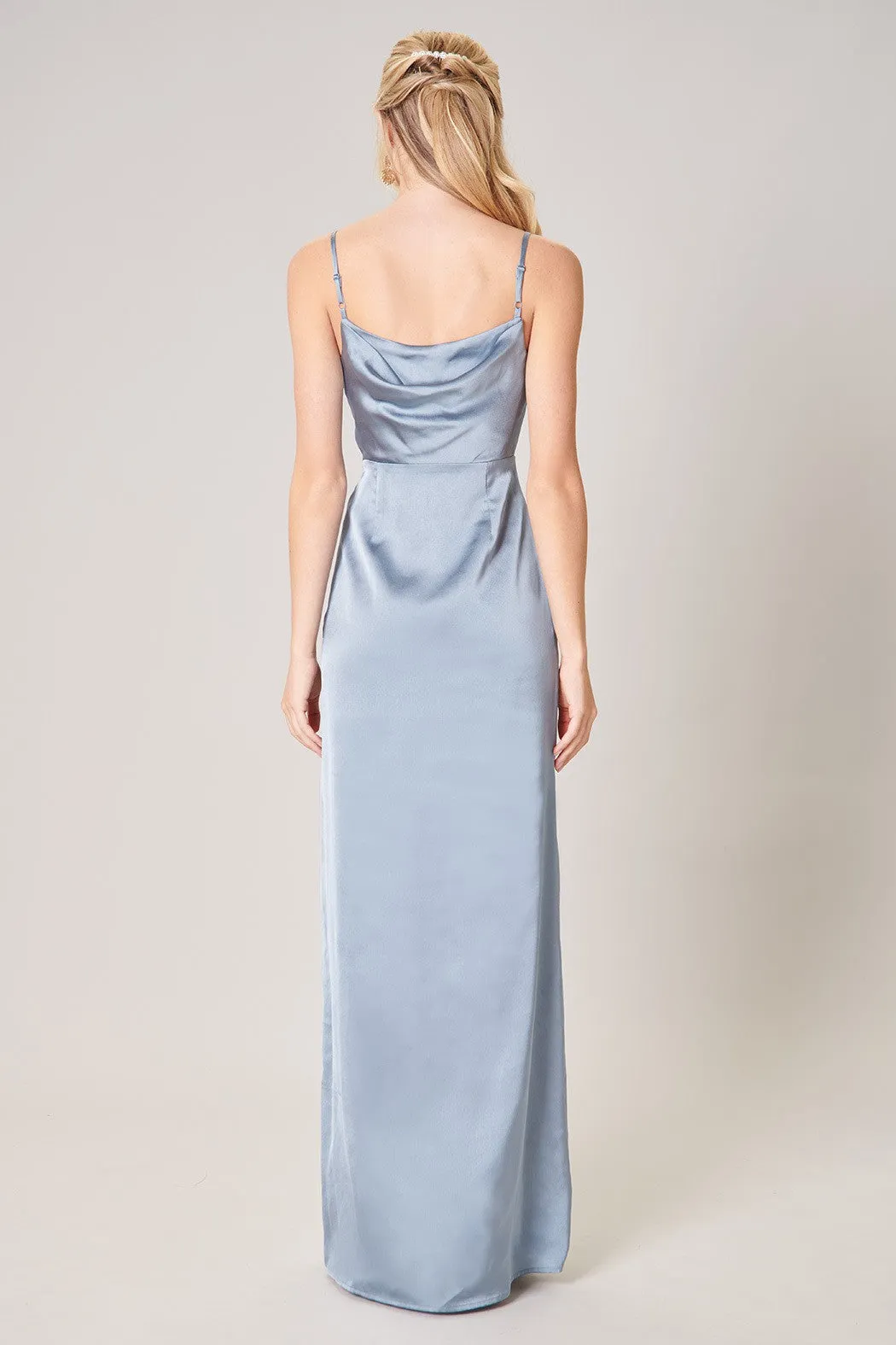 Cowl Neck Satin Dress