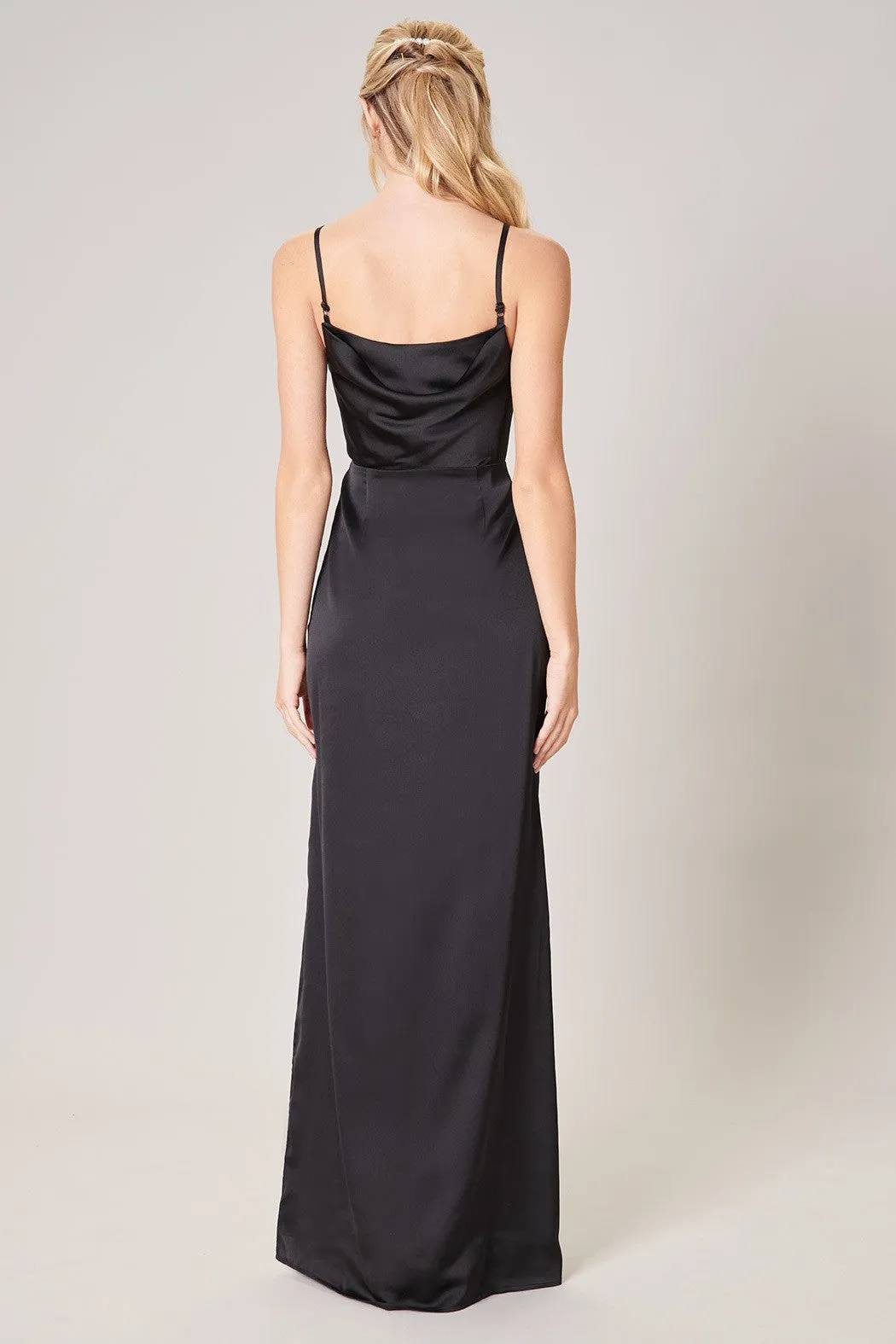 Cowl Neck Satin Dress