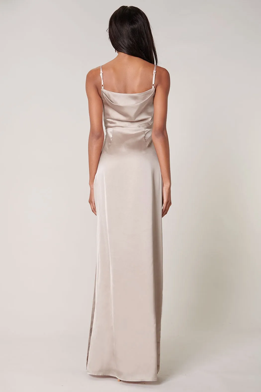 Cowl Neck Satin Dress