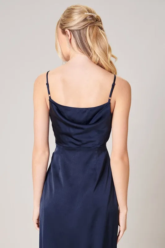 Cowl Neck Satin Dress