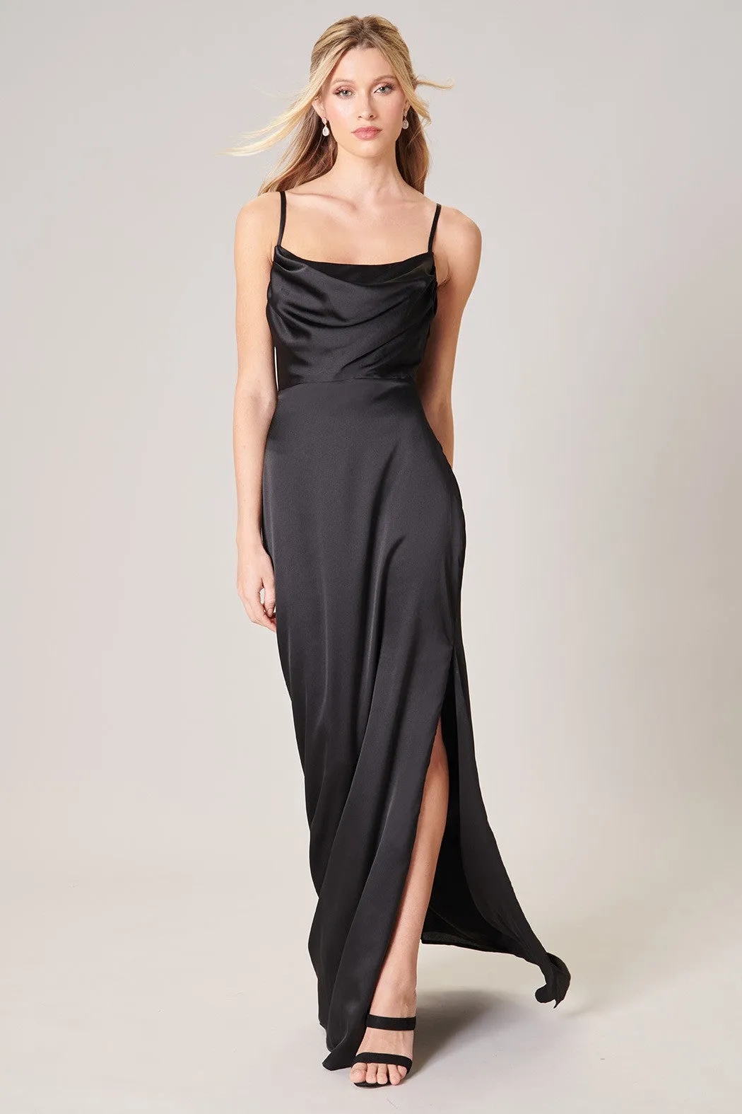 Cowl Neck Satin Dress