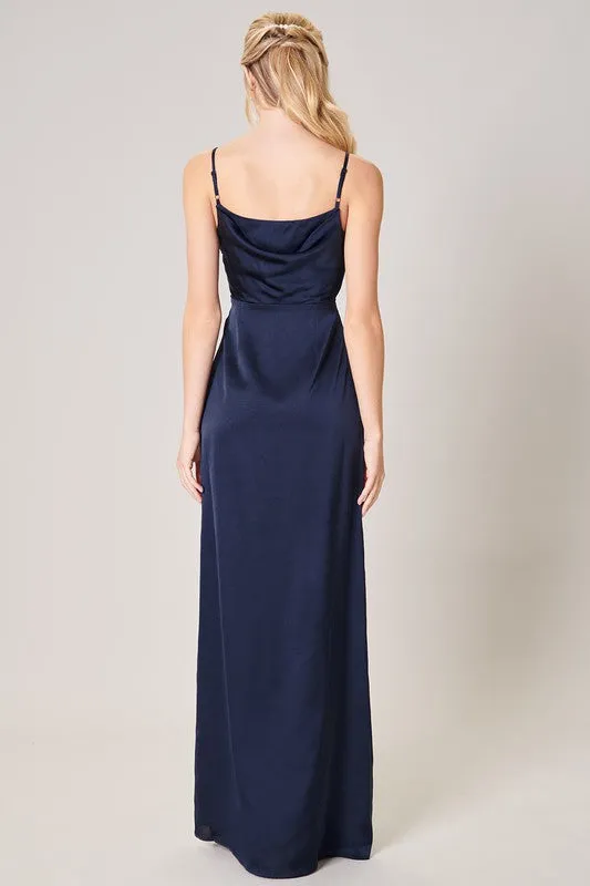 Cowl Neck Satin Dress