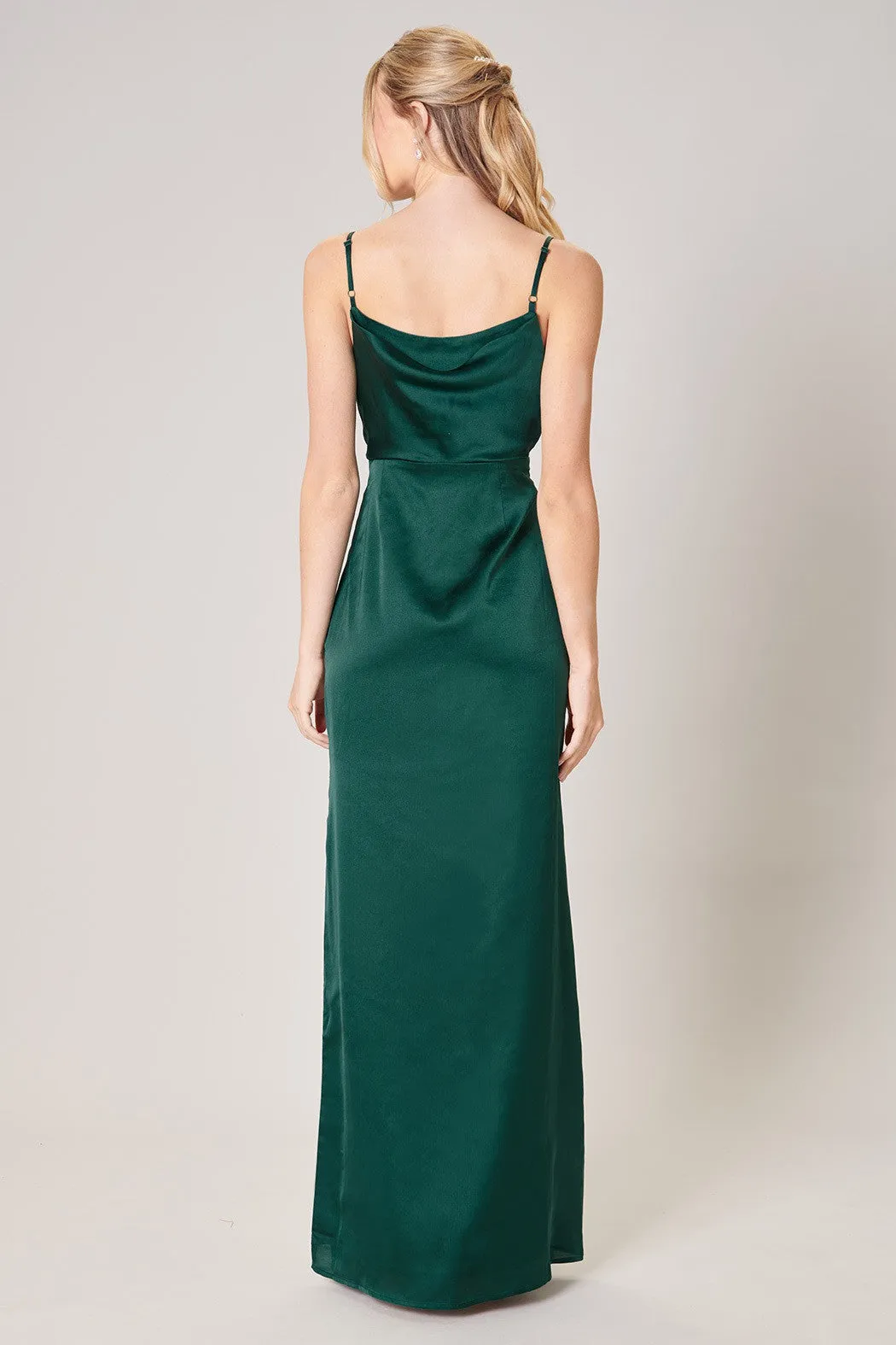 Cowl Neck Satin Dress