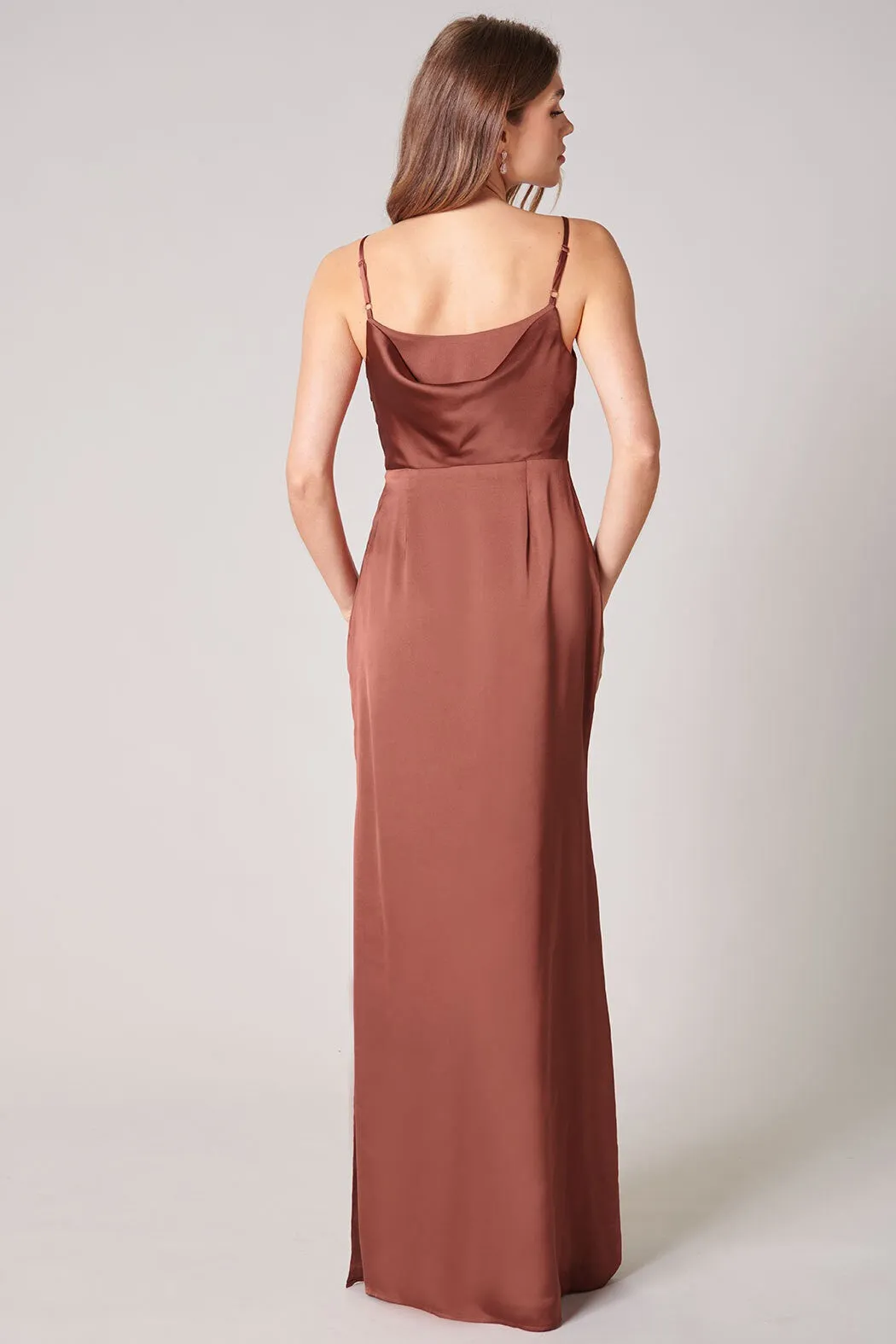 Cowl Neck Satin Dress