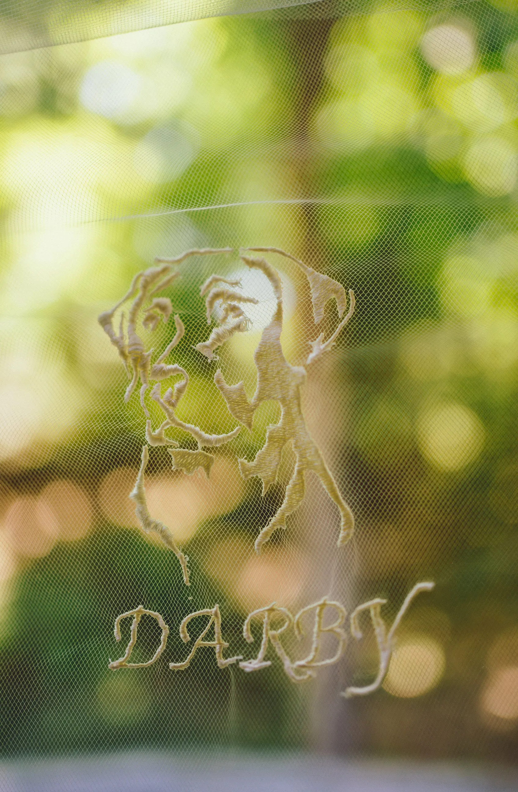 Custom Dog or Pet Embroidery Monogram Design for Wedding Veil