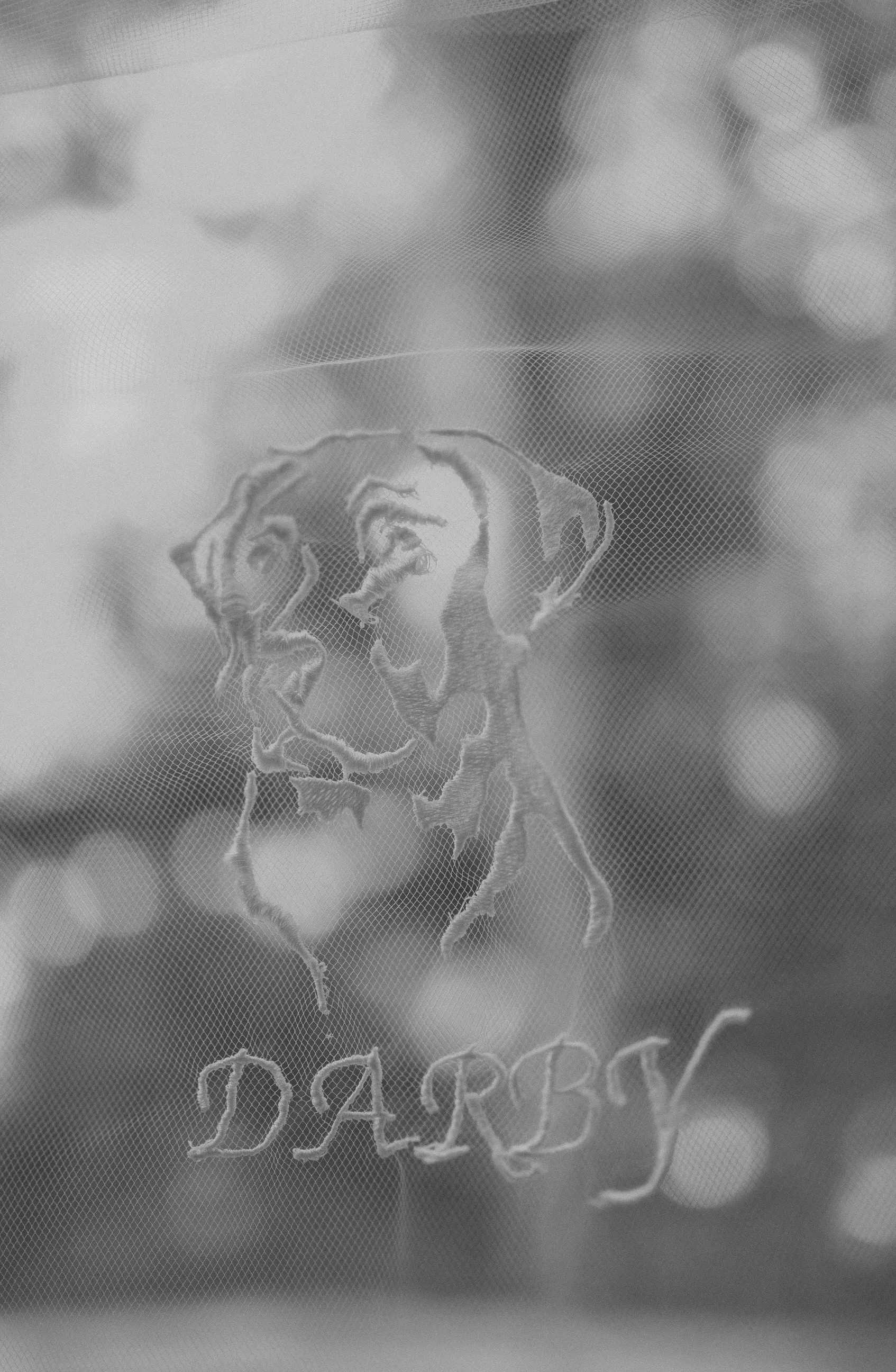 Custom Dog or Pet Embroidery Monogram Design for Wedding Veil