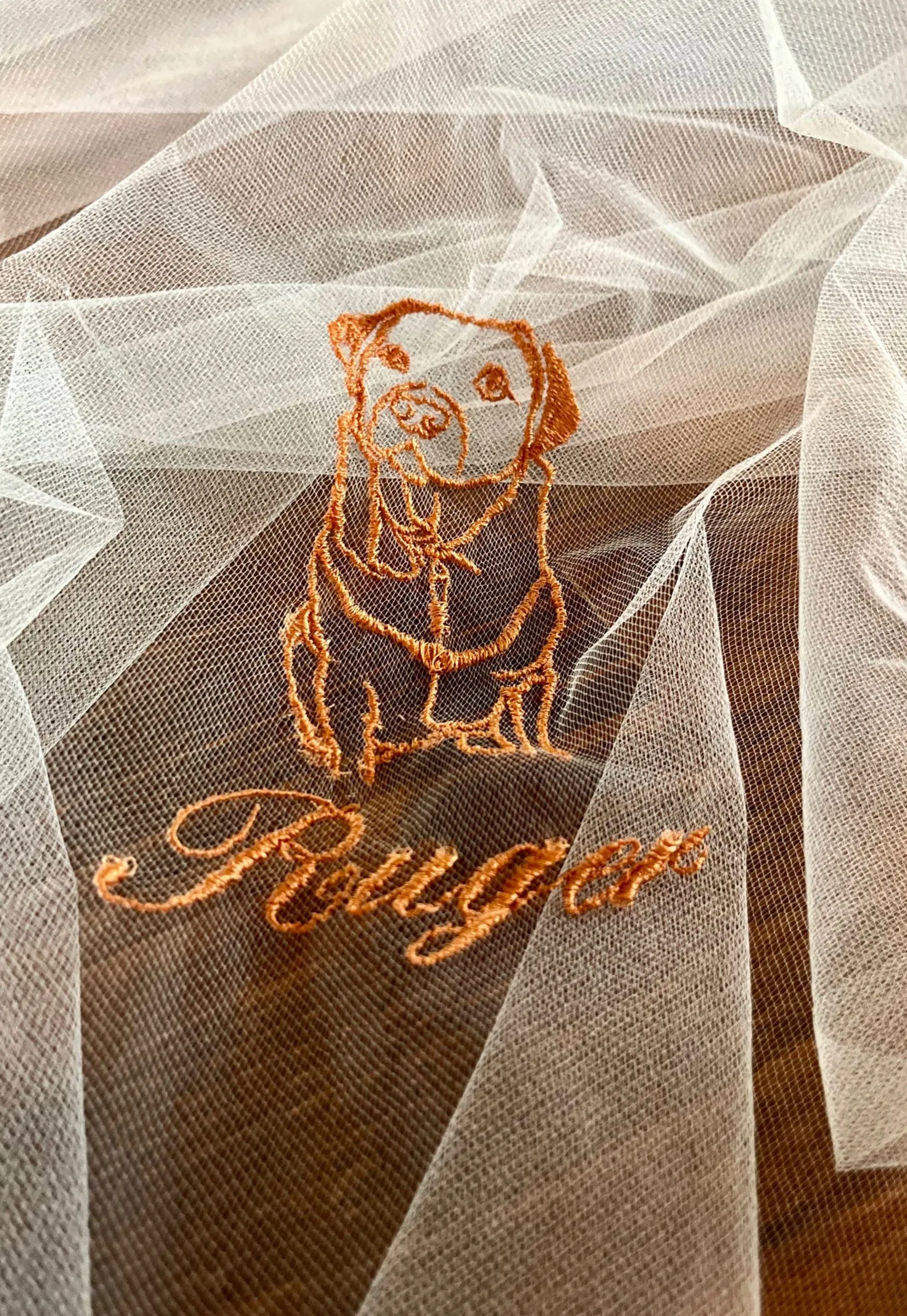 Custom Dog or Pet Embroidery Monogram Design for Wedding Veil