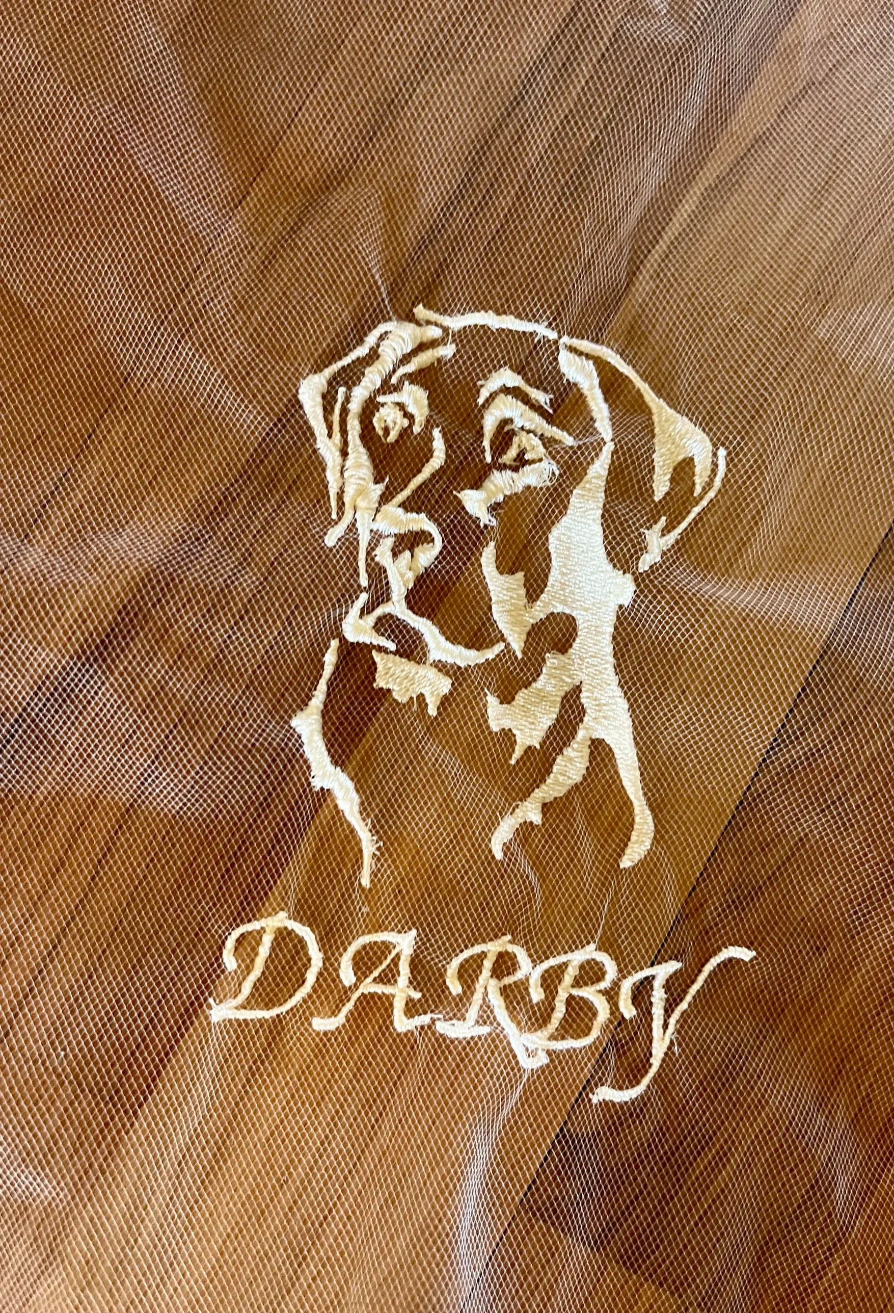 Custom Dog or Pet Embroidery Monogram Design for Wedding Veil