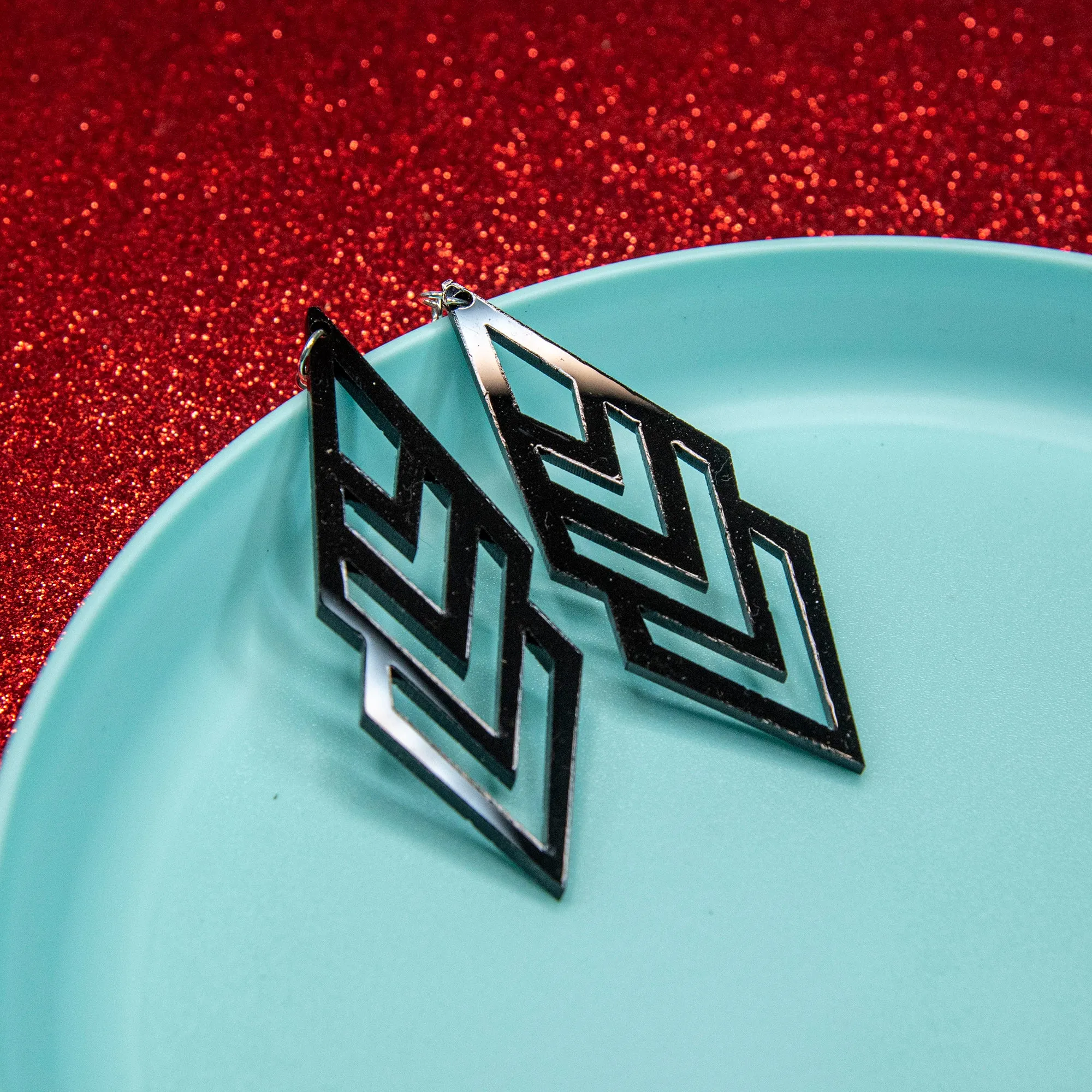 Deco Black Long Earrings
