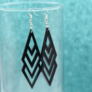 Deco Black Long Earrings