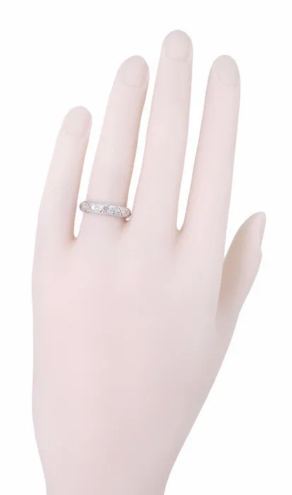 Deerfield Art Deco Antique Rose Cut Diamond Wedding Band in Platinum - Size 6 1/2
