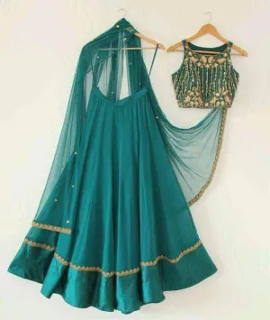 Designer Sea Green Silk Lehenga