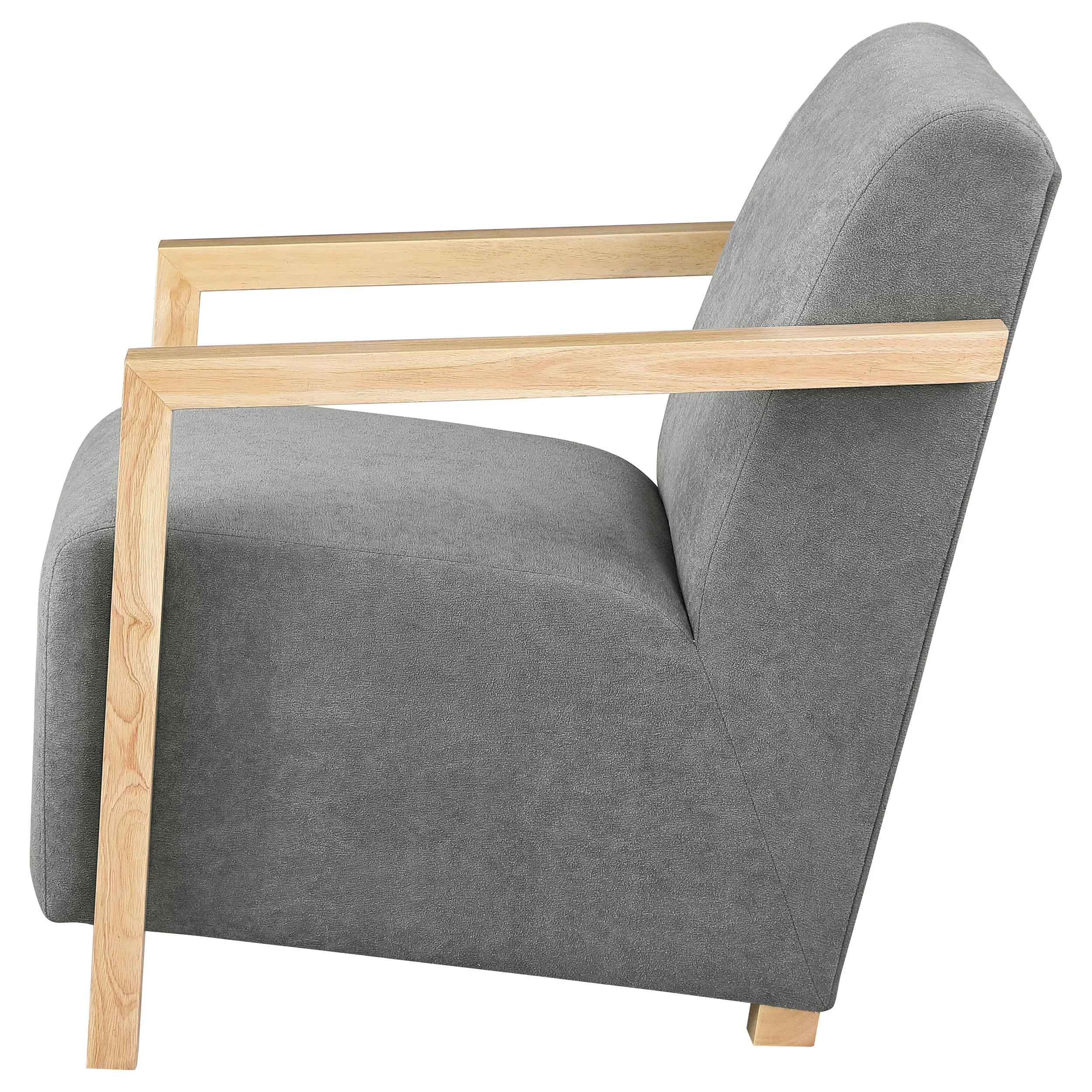 Diego Upholstered Accent Arm Chair with Wood Arms Grey