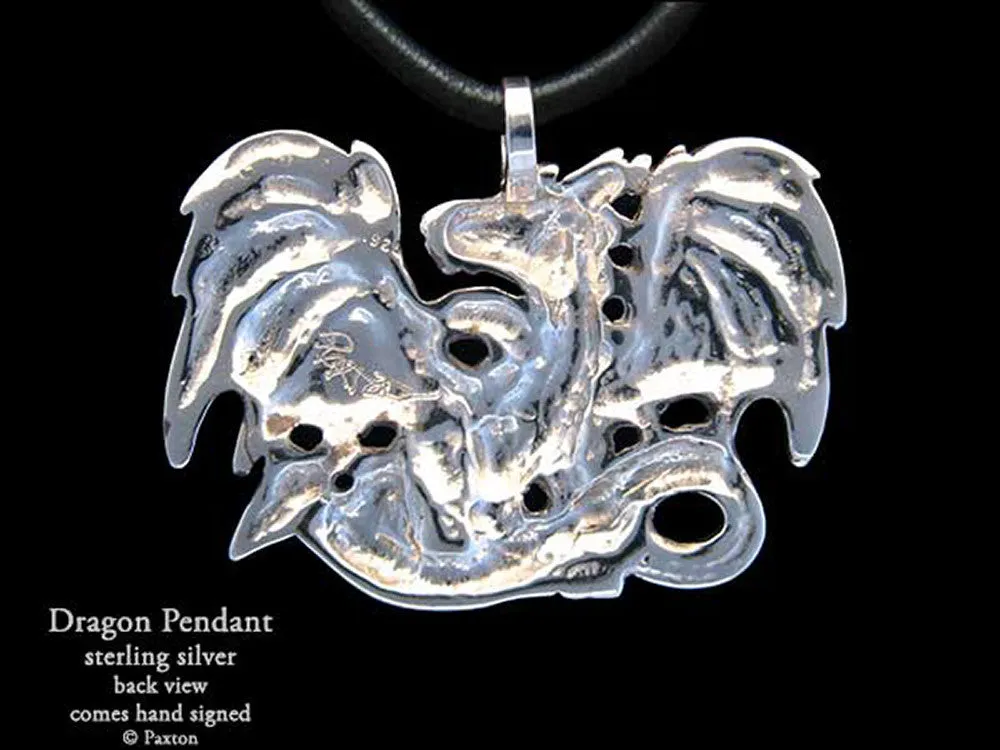 Dragon Pendant Necklace Sterling Silver