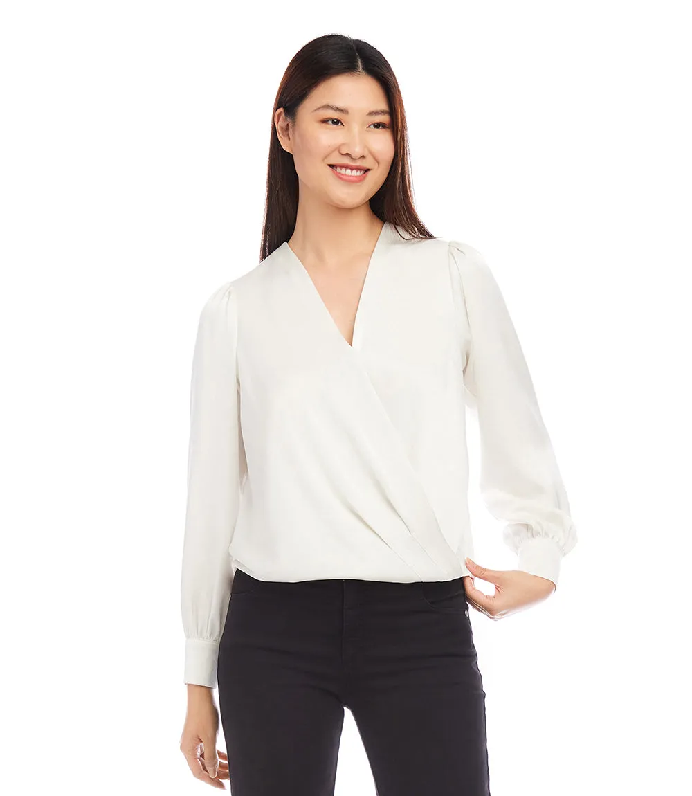 Drape Front Satin Top