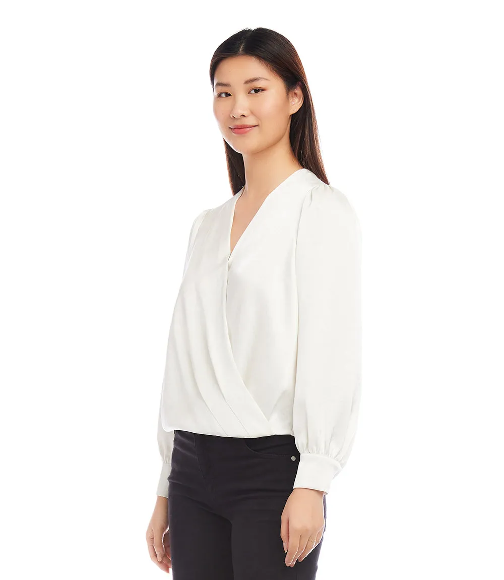 Drape Front Satin Top
