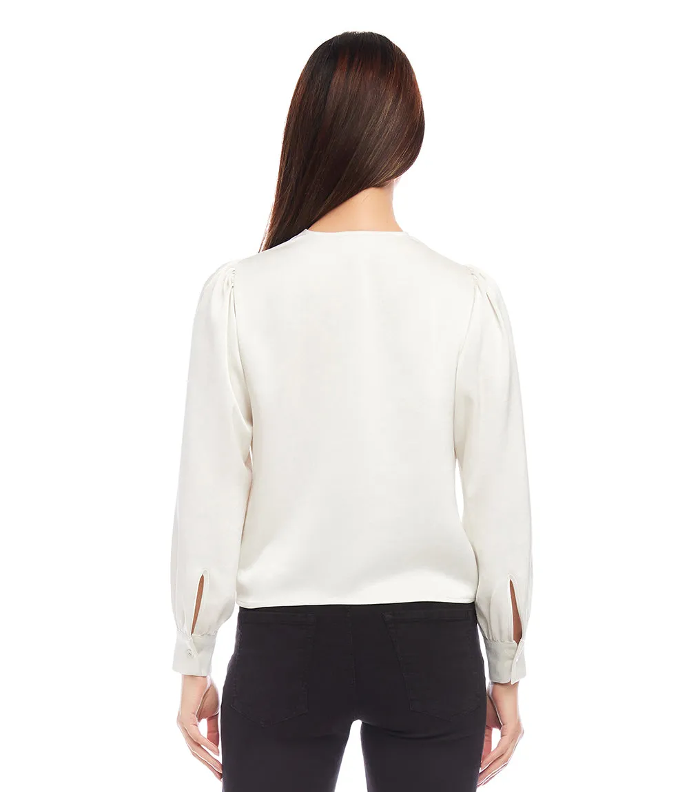 Drape Front Satin Top