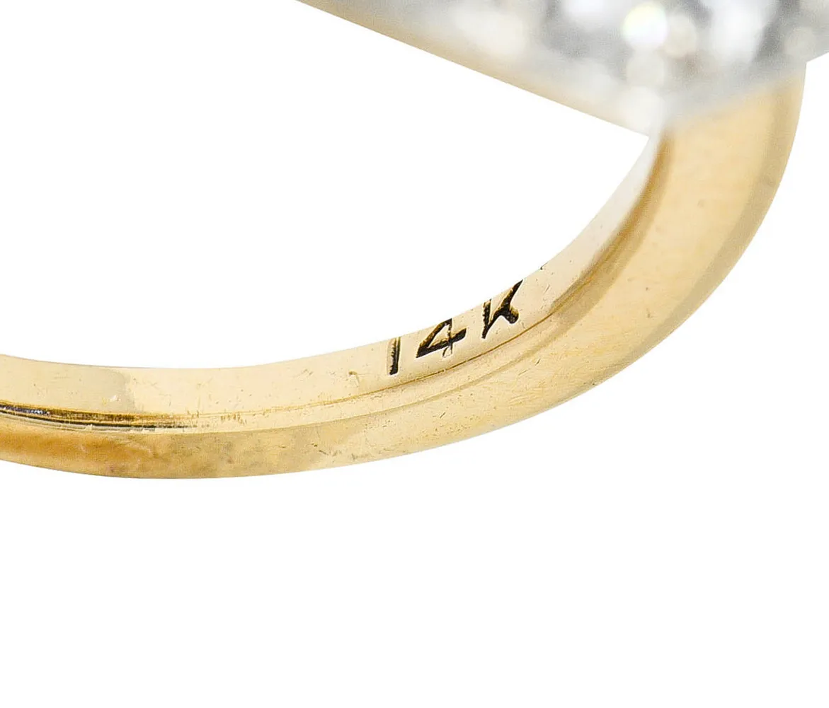 Early Art Deco 1.95 CTW Sapphire Diamond Platinum-Topped 14 Karat Gold Octagonal Cluster Ring