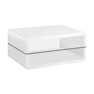 Elana 1-shelf Rectangular Coffee Table White High Gloss