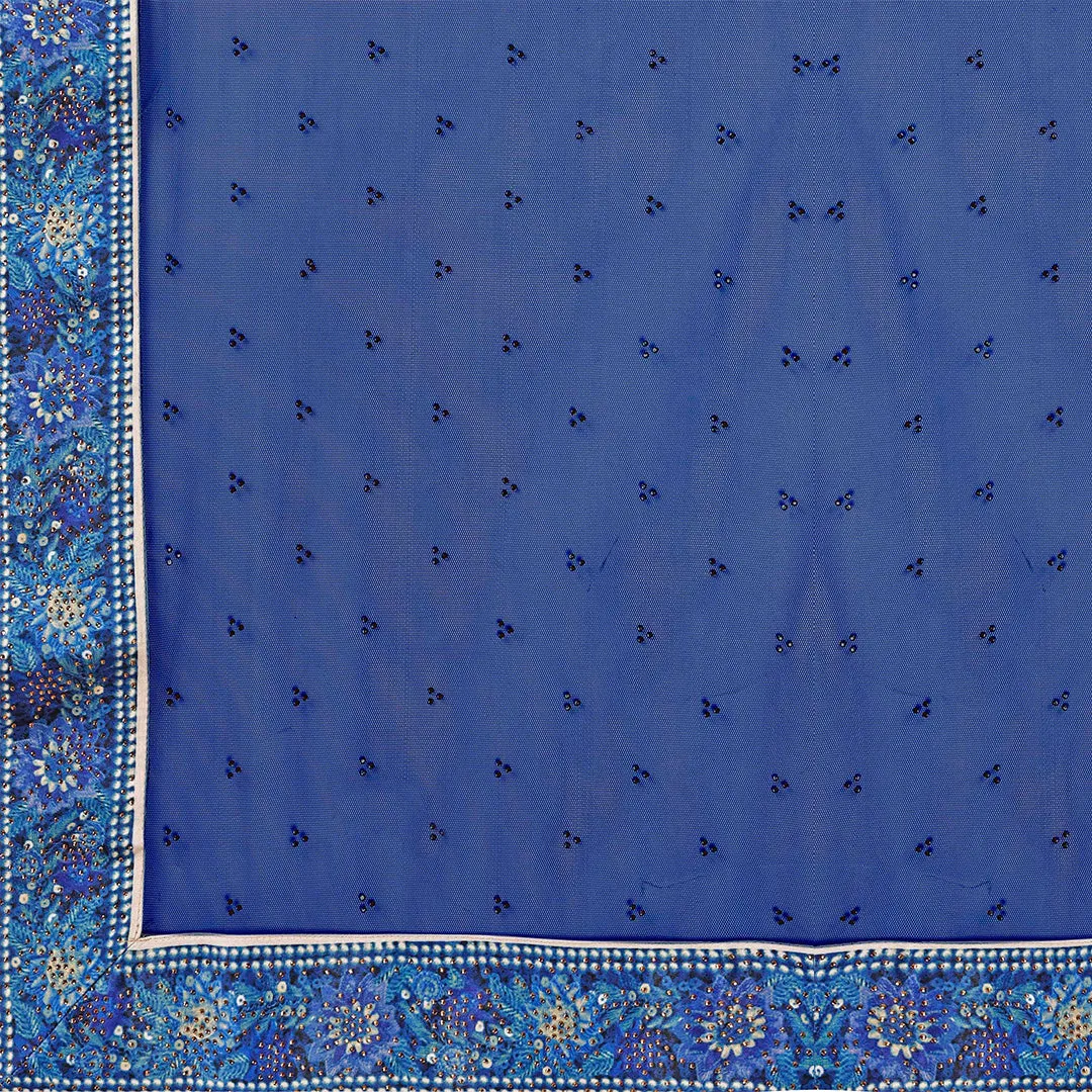 Electric Blue and White Lehenga Set