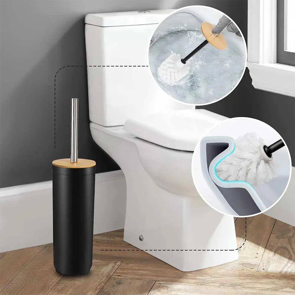 Elegant 6-Piece Bamboo & Plastic Bath Accessories Sets, Black